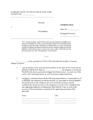 New York Mortgage Foreclosure Affirmation