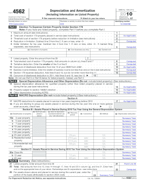 IRS Form 4562 Depreciation and Amortization