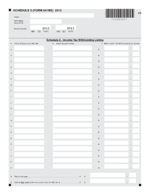 Rf134 form - 2013 2013 SCHEDULE 2 (FORM 941ME) 2013 99 ... - Maine.gov - maine