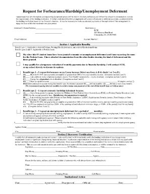 Request for Forbearance/Hardship/Unemployment Deferment