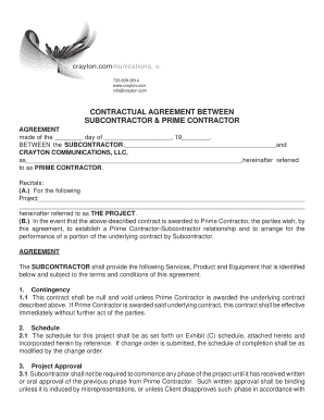 Subcontractor Prime Contractor Agreement