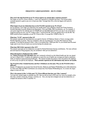 2012 W-2 Form FAQ