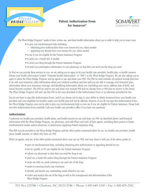 Patient Authorization Form for Somavert