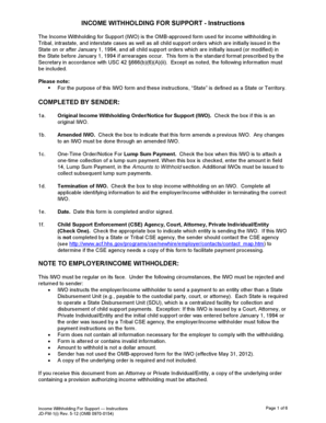 Income Withholding for Support Form