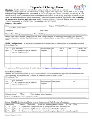 Minnesota Dependent Change Form