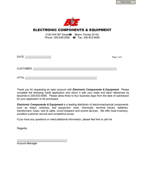 Electronic Components Credit Application