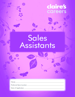 Claire's Sales Assistant Application Form