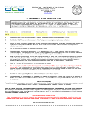 California Respiratory Care License Renewal Form