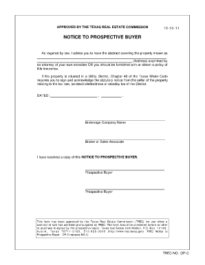 Texas Notice to Prospective Buyer