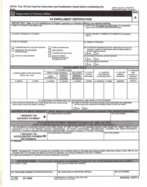 VA Form 22-1999 Enrollment Certification