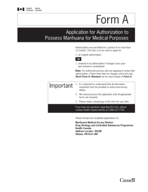 Medical Marihuana Authorization Application