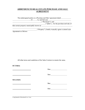 Addendum to Real Estate Purchase and Sale Agreement