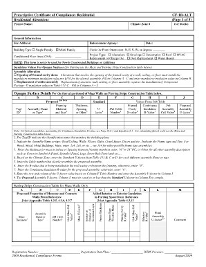 Prescriptive Certificate of Compliance: Residential Alterations
