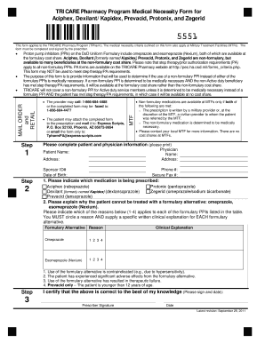TRICARE Pharmacy Program Medical Necessity Form