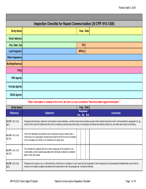 Hazard Communication Inspection Checklist