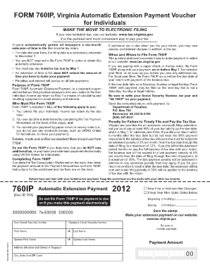 Virginia Form 760IP Automatic Extension Payment Voucher