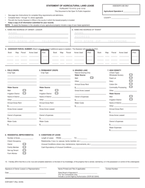 Arizona Agricultural Land Lease Statement
