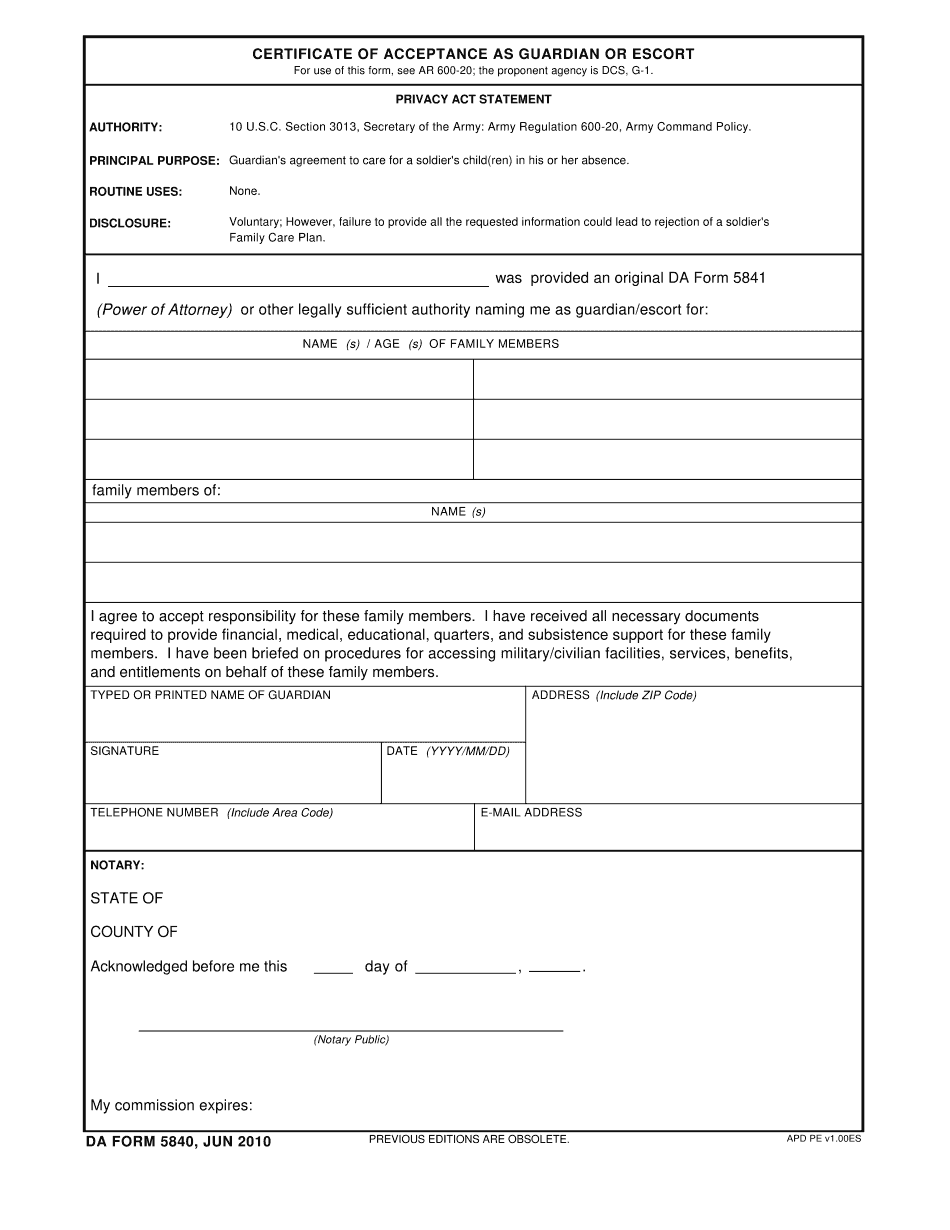 Letter Of Intent/instruction For Guardians And Escorts