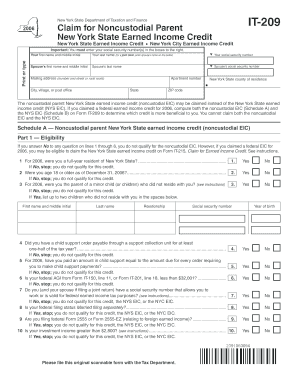 New York State Noncustodial Parent Earned Income Credit Form IT-209