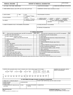 US Federal Medical Examination Report Form