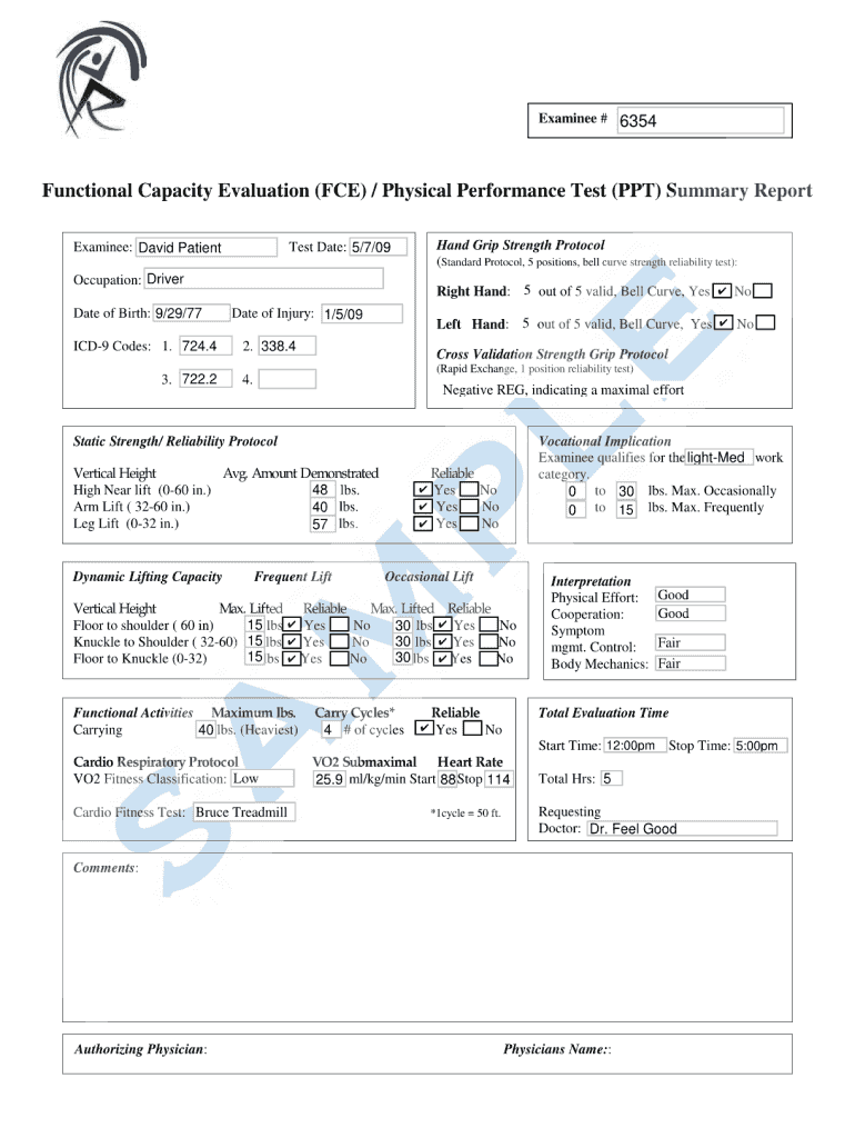 functional capacity evaluation scoring Preview on Page 1.
