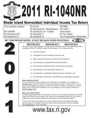 Rhode Island Nonresident Individual Income Tax Return