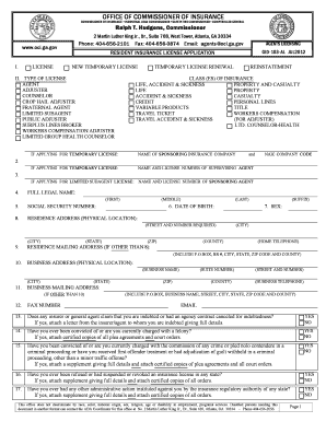 Georgia Resident Insurance License Application