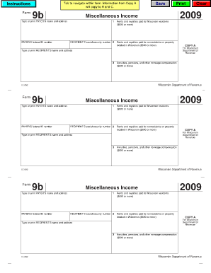 Wisconsin Form 9b Miscellaneous Income 2009