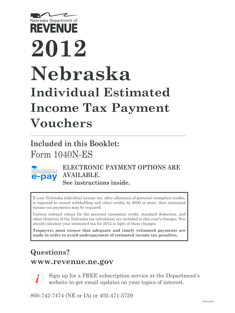 nebraska 1040nes 2012 form Preview on Page 1