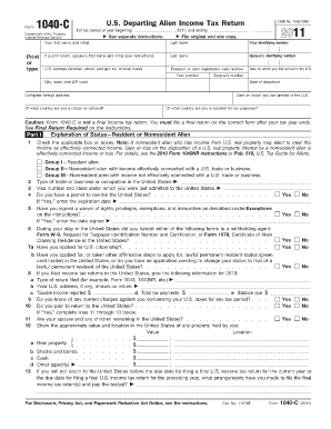Form 1040-C US Departing Alien Income Tax Return