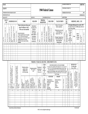 1940 US Federal Census Form