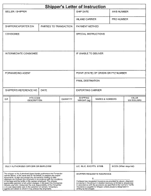 Shipper's Letter of Instruction