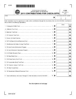 South Carolina Tax Check-Off Contributions Form