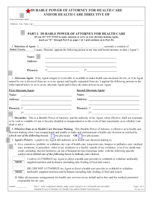 Missouri Durable Power of Attorney for Health Care