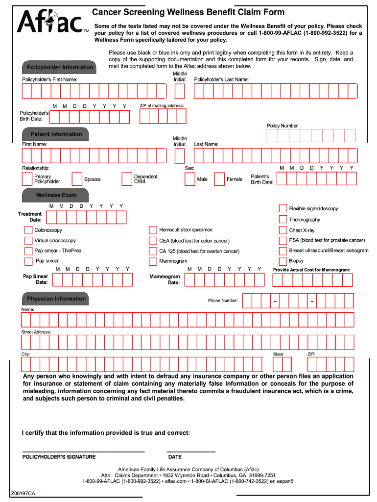 Aflac Wellness Claim Form Fill Online, Printable, Fillable, Blank