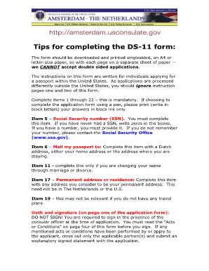 US Passport Application Form DS-11