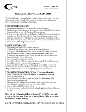 Practice Startup Loan Checklist