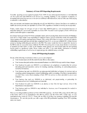 Form 1099 Reporting Requirements