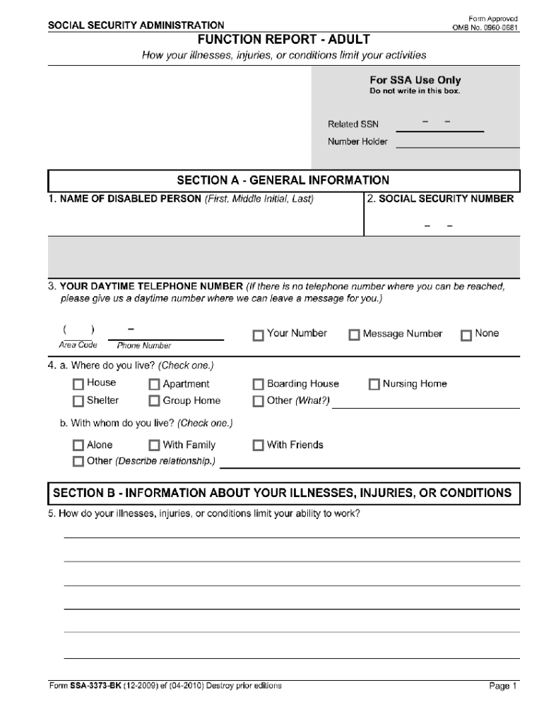 2009 form ssa Preview on Page 1.