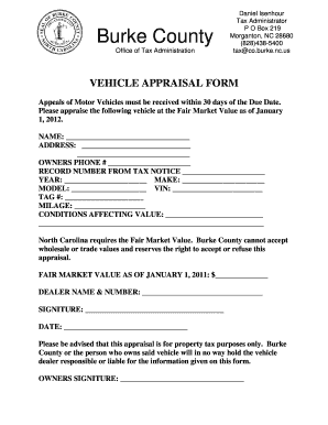 Vehicle Appraisal Form