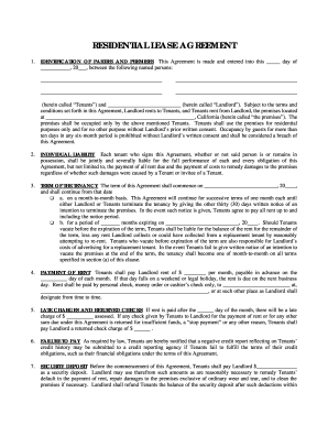 free printable residential lease agreement