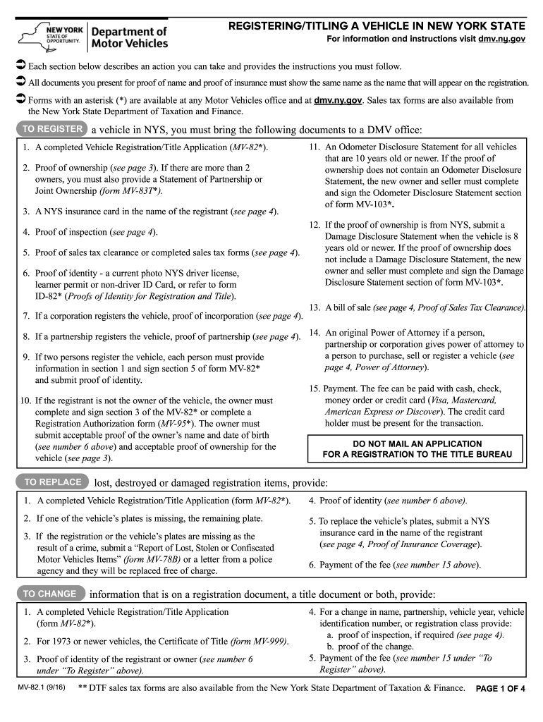 2011 Form NY MV-82.1 Fill Online, Printable, Fillable, Blank - pdfFiller