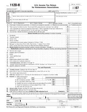 Form 1120-H US Homeowners Association Tax Return