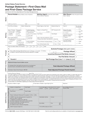 USPS First-Class Mail Postage Statement