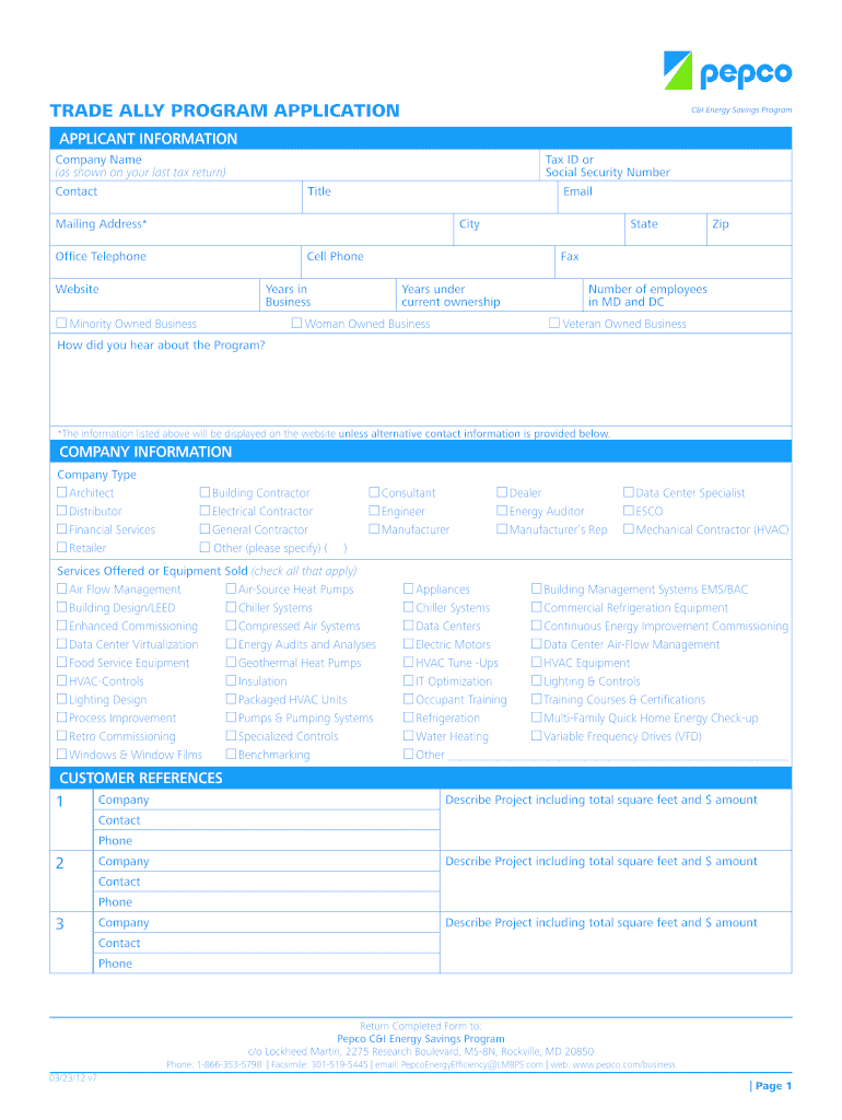 Pepco Program Application Fill Online Printable Fillable Blank 