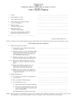 Arms License Application Form
