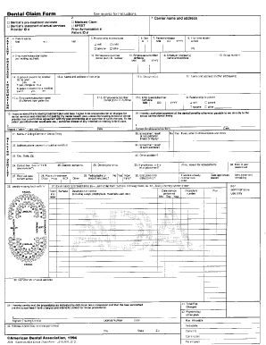 What is the ADA dental claim form used for?