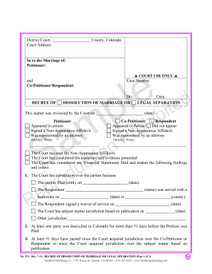 Decree of Dissolution of Marriage or Legal Separation