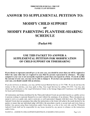 Answer to Supplemental Petition for Child Support or Parenting Plan Modification