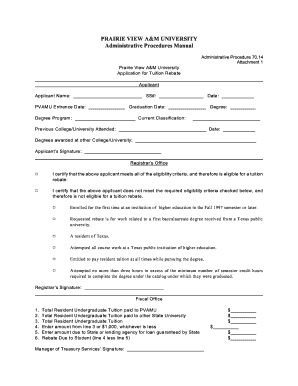 Texas Tuition Rebate Application